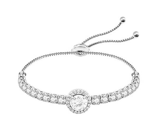 Round Clear Halo CZ Bracelet