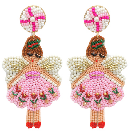 Christmas Sugarplum Fairy Beaded Dangle Earrings