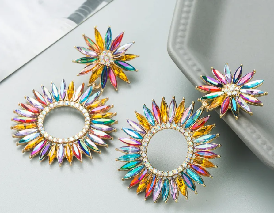 Geometric Hollow Rhinestone Earrings