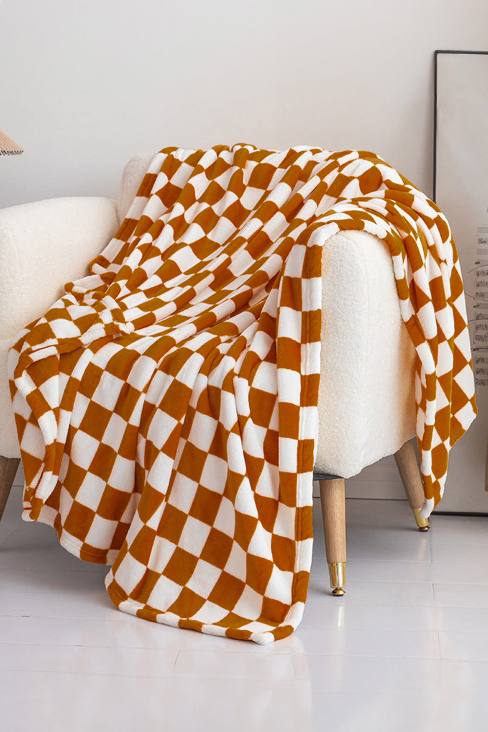 Orange Checkerboard Printed Soft Throw Blanket 120*200cm
