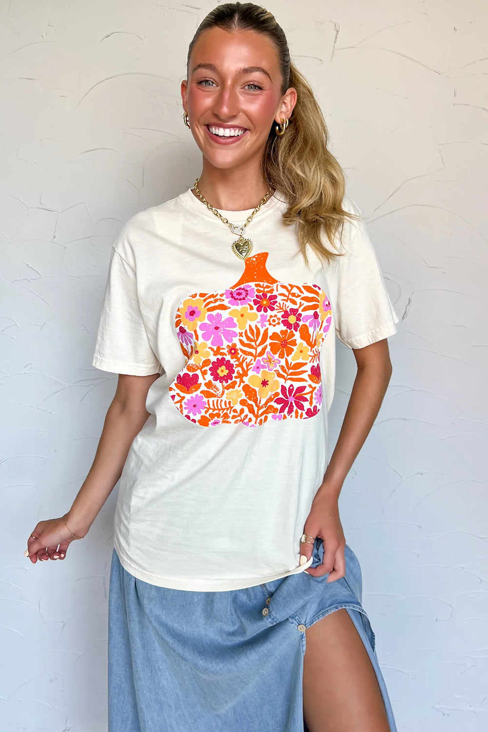 Floral Pumpkin Tee