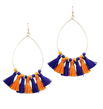 College Tassel & Bead Teardrop Earrings