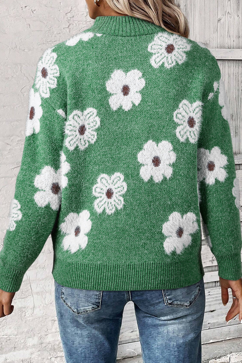 Floral Half Zip Sweater