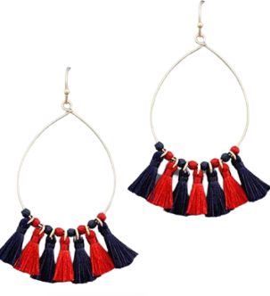 College Tassel & Bead Teardrop Earrings