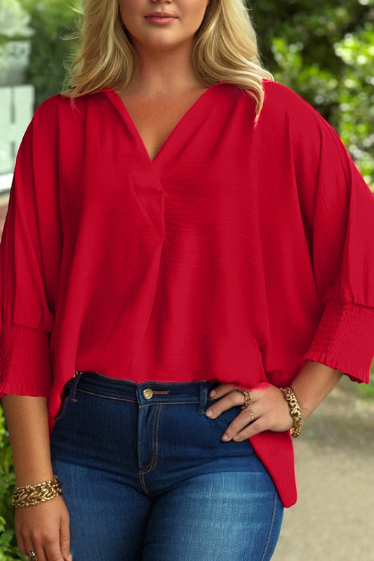 Fiery Red Plus Size Tunic Blouse