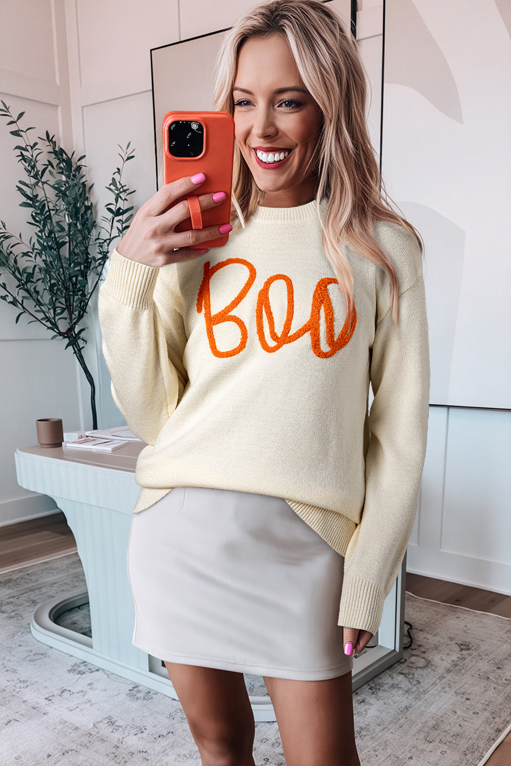 Halloween Boo Knit Sweater