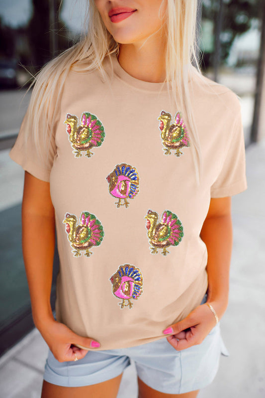 Turkey Sequins Patch Tee