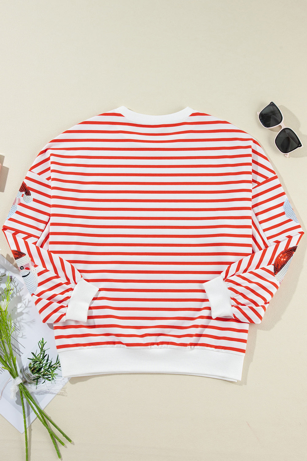 Stripe Sequin Santa Claus Sweatshirt