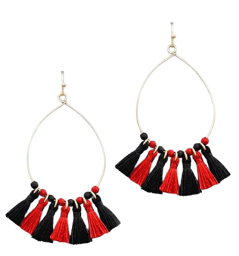College Tassel & Bead Teardrop Earrings