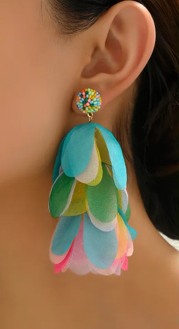 Retro Tassel Fabric Earrings