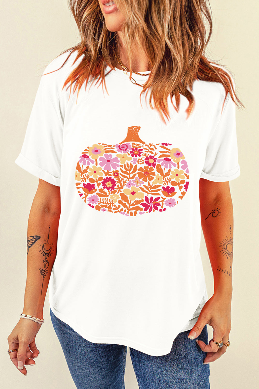 Floral Pumpkin Tee