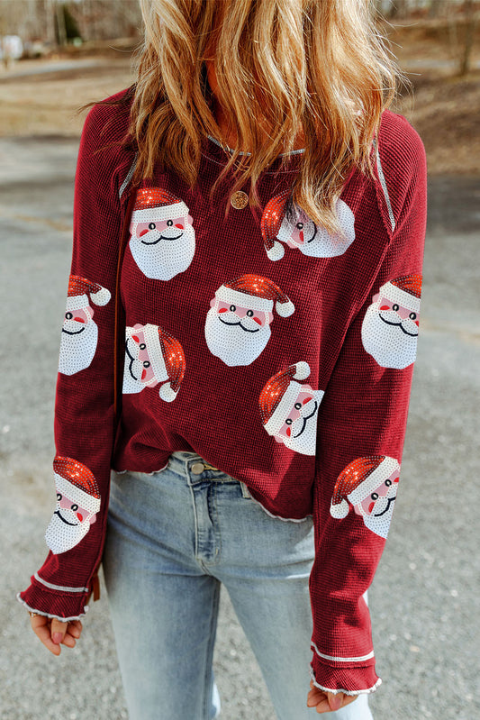 Red Sequin Santa Claus Sweatshirt