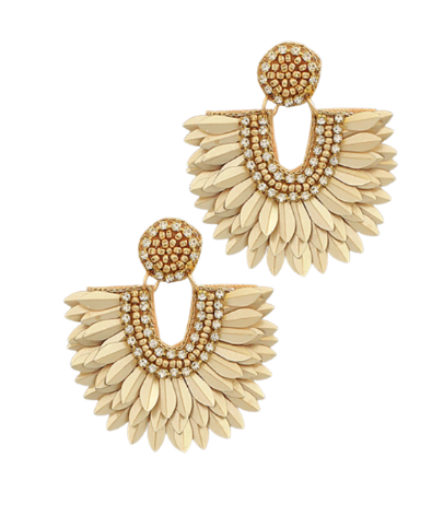 Sequin Bead Feather Earrings