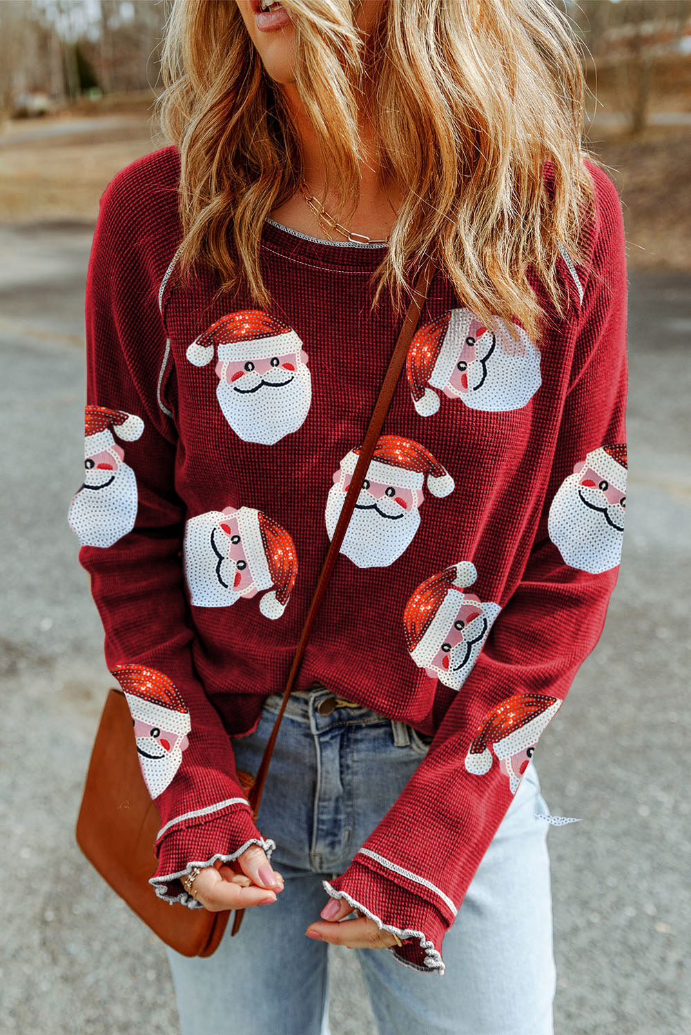 Red Sequin Santa Claus Sweatshirt