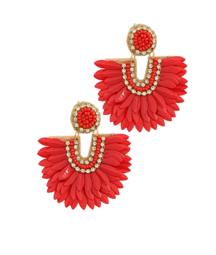 Sequin Bead Feather Earrings