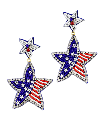 US Flag Star Beads Earrings