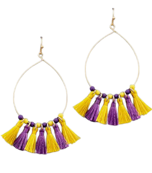 College Tassel & Bead Teardrop Earrings
