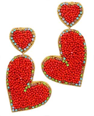 Valentine Beaded Heart with Rhinestones