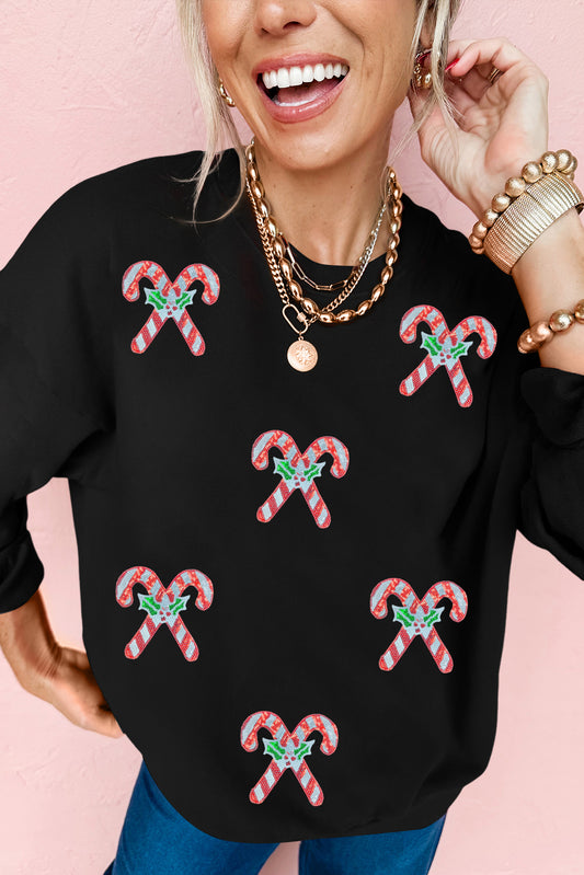 Black Candy Cane Sweatshirt