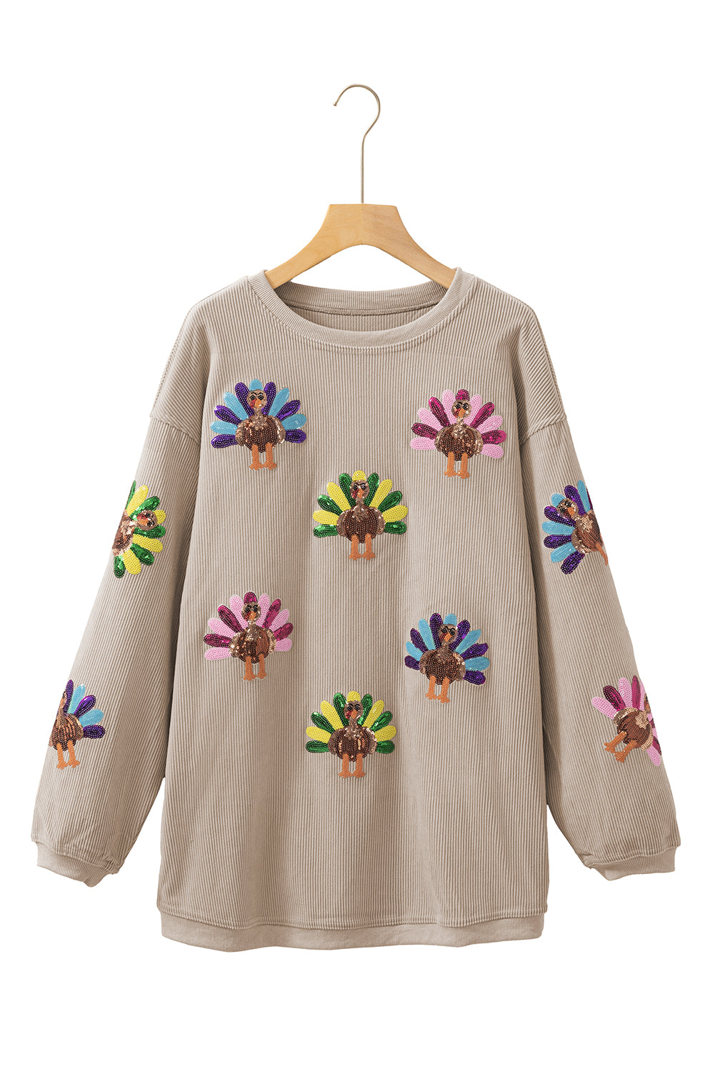 Turkey Sequin Corded Baggy Sweatshirt