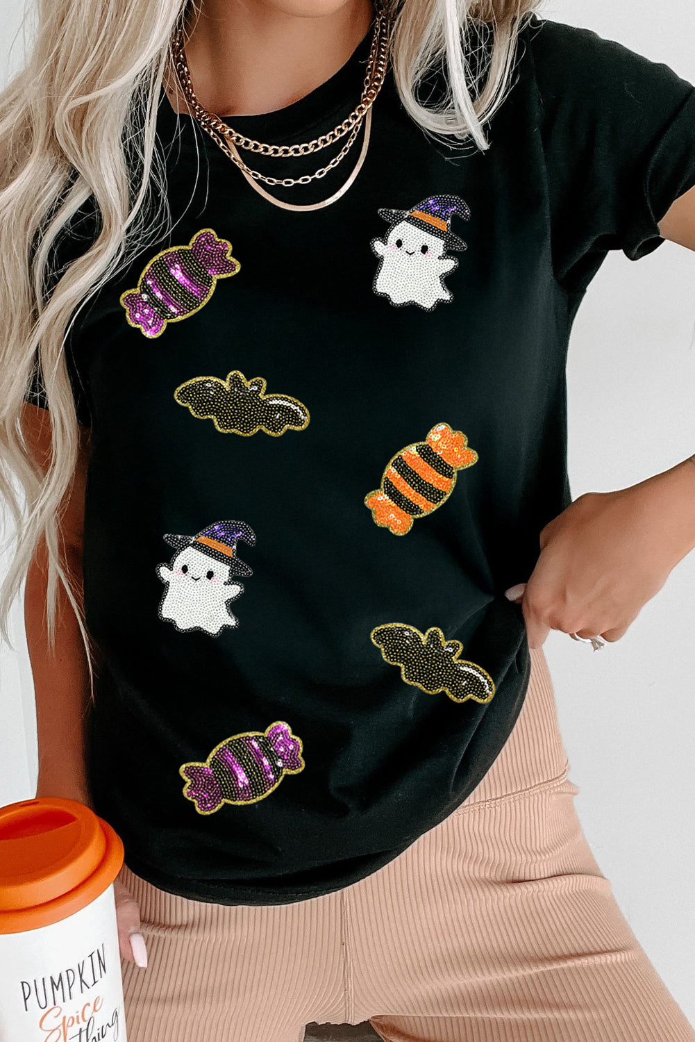 Sequined Halloween Spirit  Tee