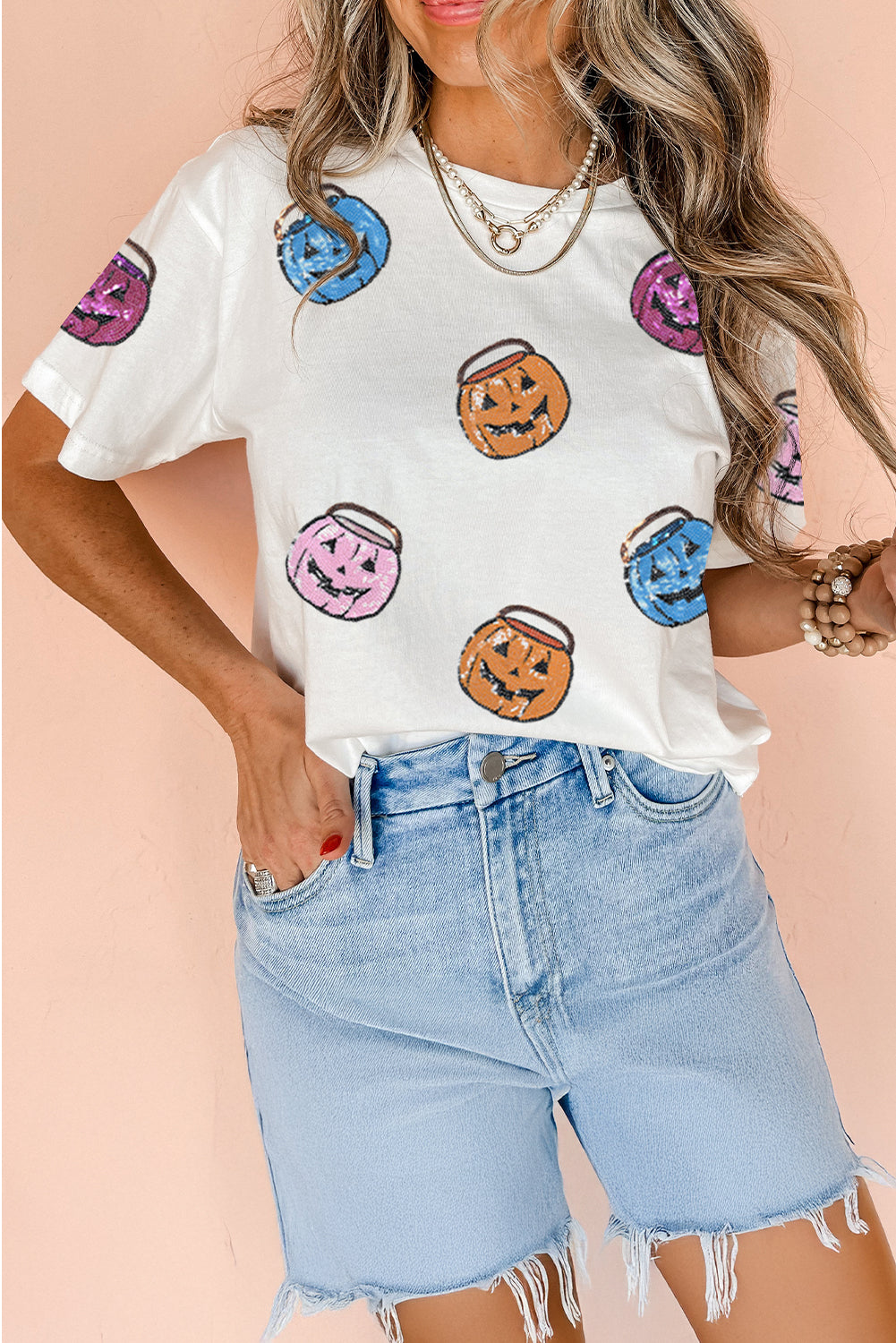 Sequin Pumpkin T Shirt