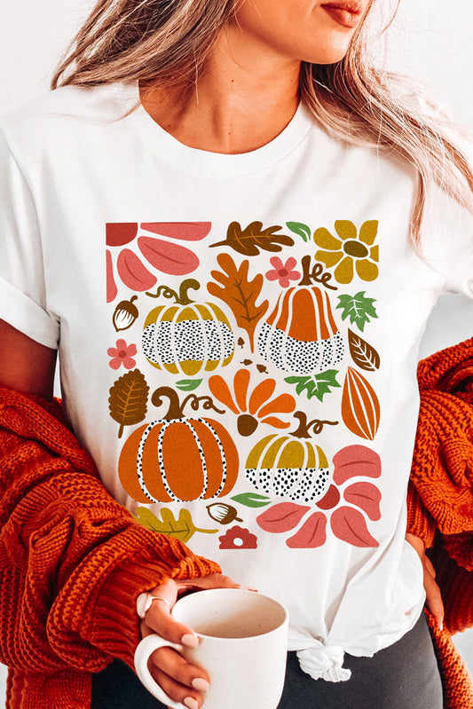 Pumpkin Flower Cotton Blend Tee