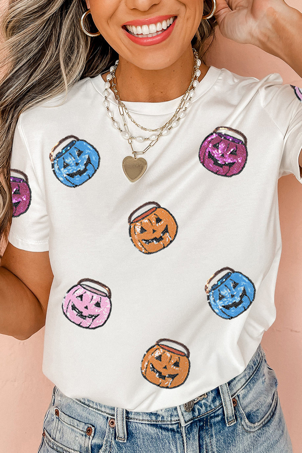 Sequin Pumpkin T Shirt