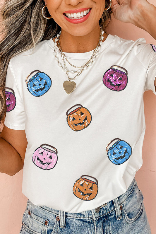 Sequin Pumpkin T Shirt