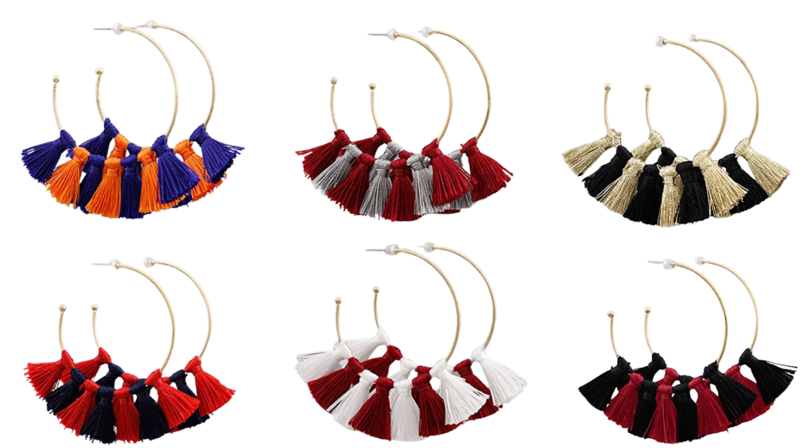 College Color Tassel Earrings