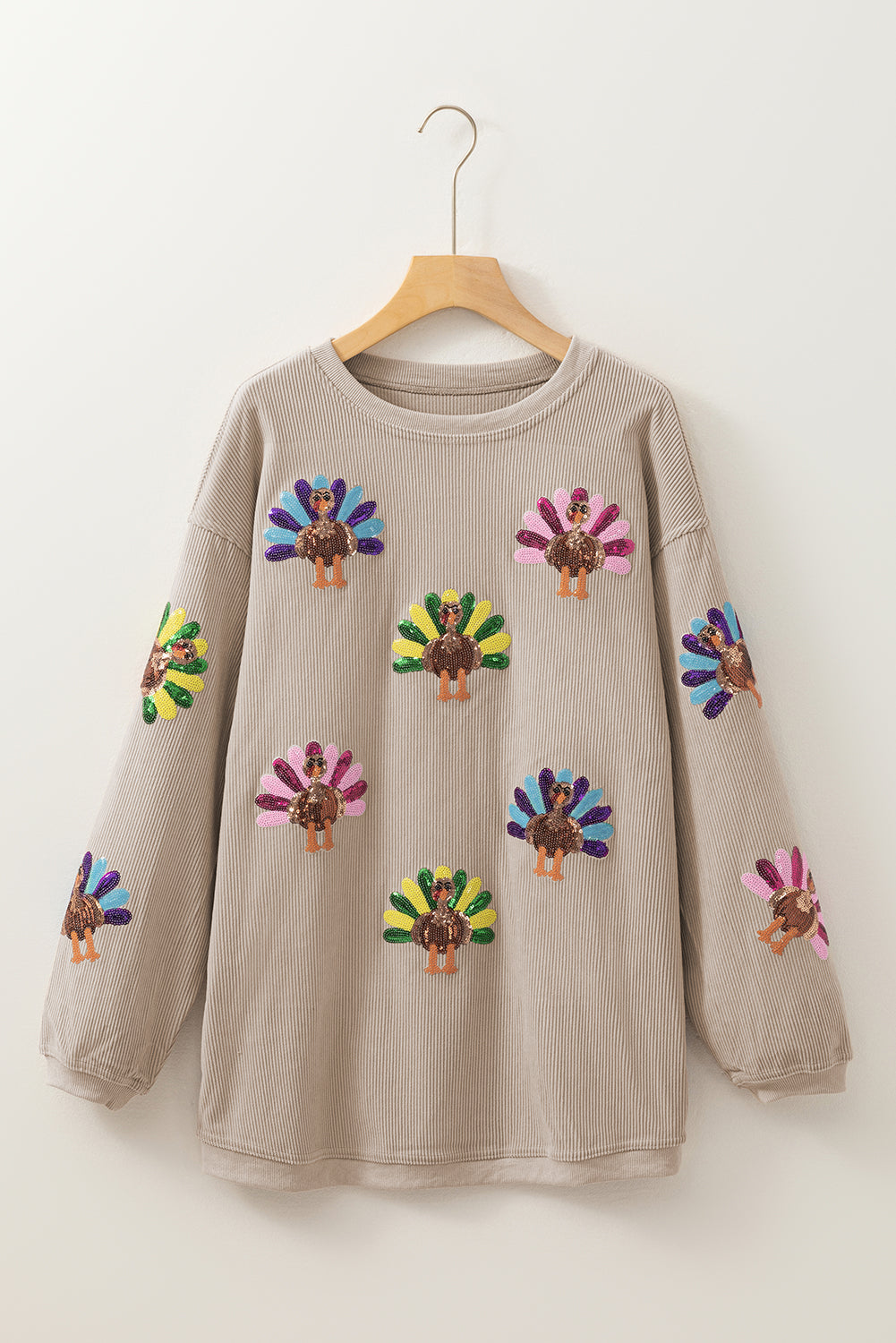 Turkey Sequin Corded Baggy Sweatshirt