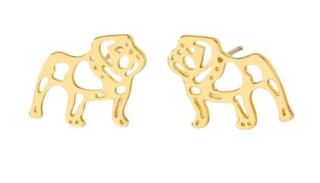 Bulldog Outline Stud Earring