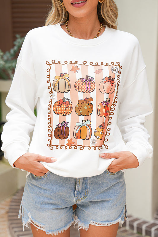 Pumpkin Heat Transfer Graphic Sweatshirt