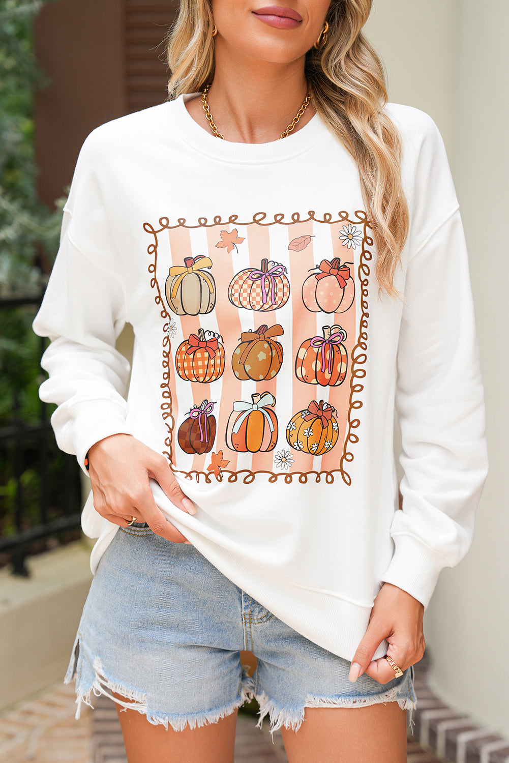 Pumpkin Heat Transfer Graphic Sweatshirt