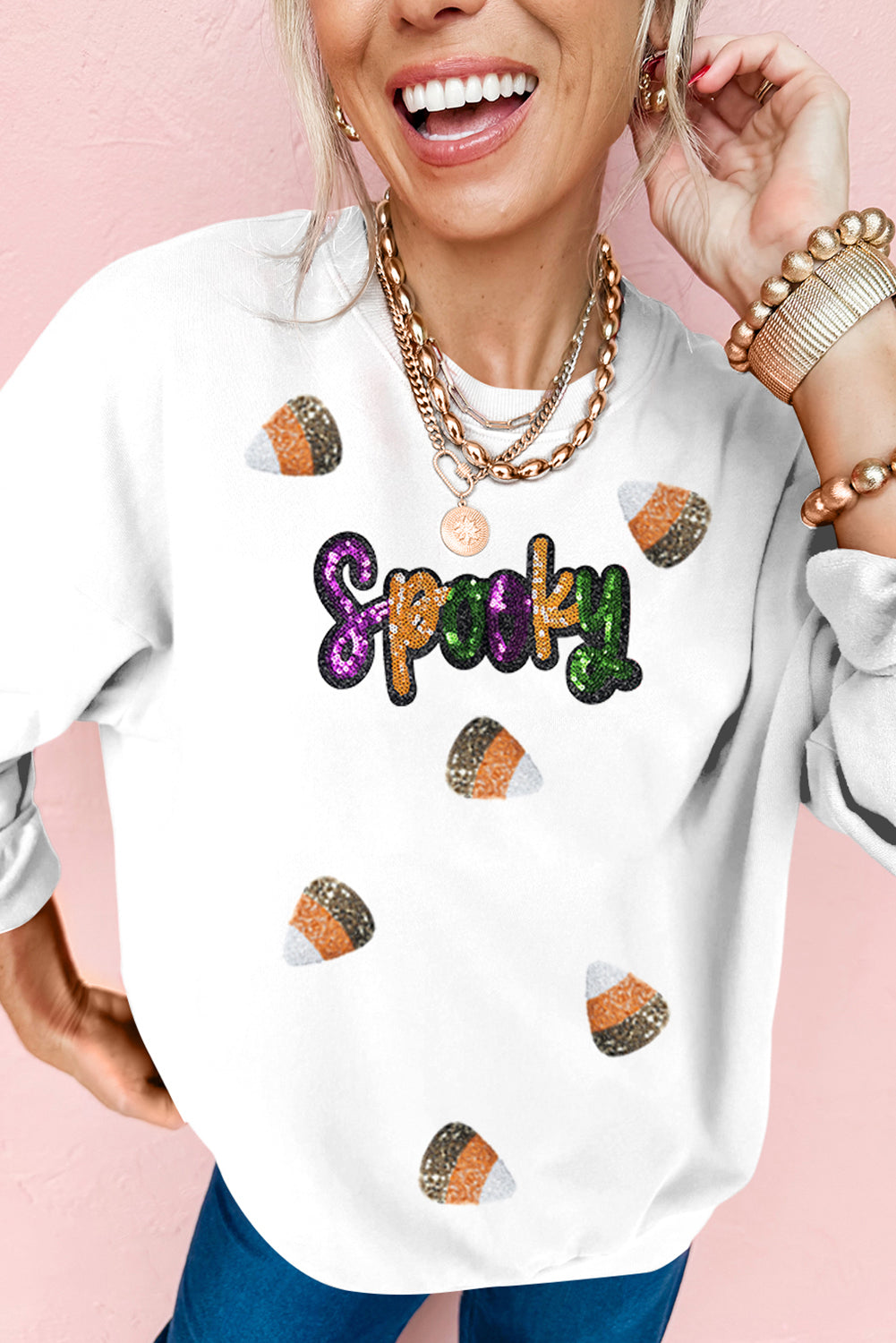 Spooky Halloween Sequins Sweatshirt
