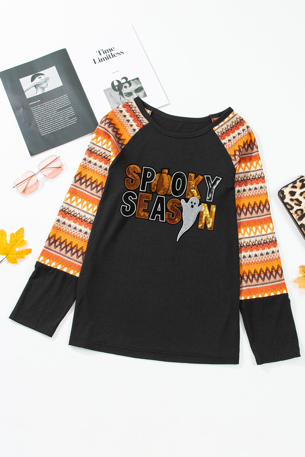 SPOOKY SEASON Sequins Long Sleeve Top
