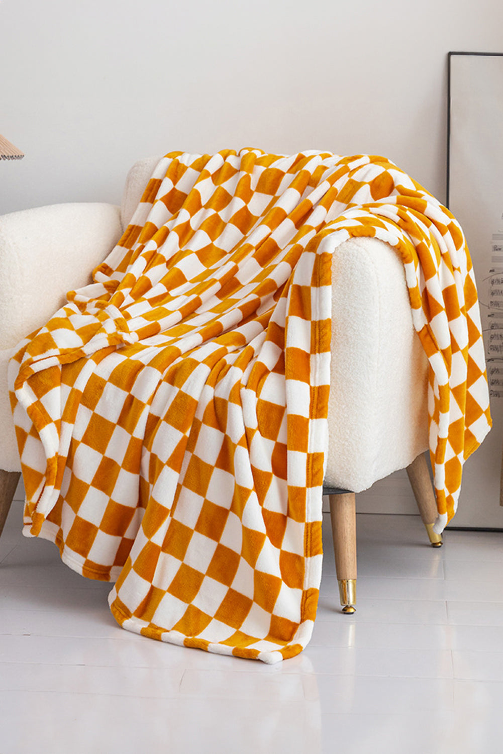 Orange Checkerboard Printed Soft Throw Blanket 120*200cm