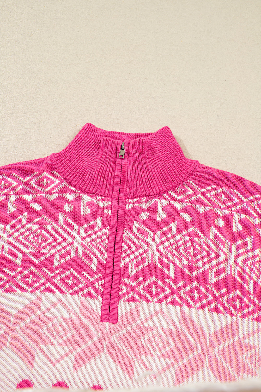Rose Red Christmas Snowflake Collard Sweater