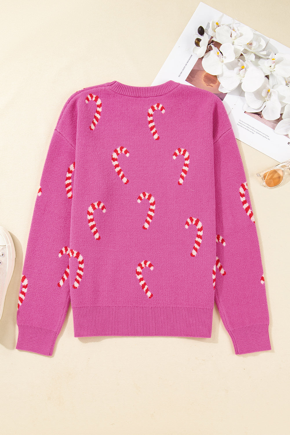 Pink Christmas Candy Cane Sweater