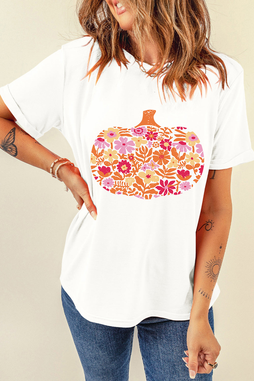 Floral Pumpkin Tee