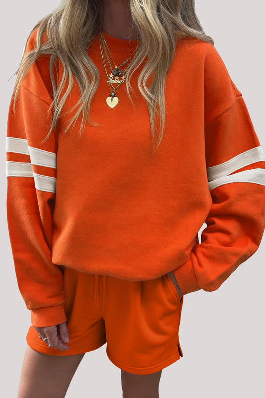 Varsity Striped Sweatshirt and Shorts Set