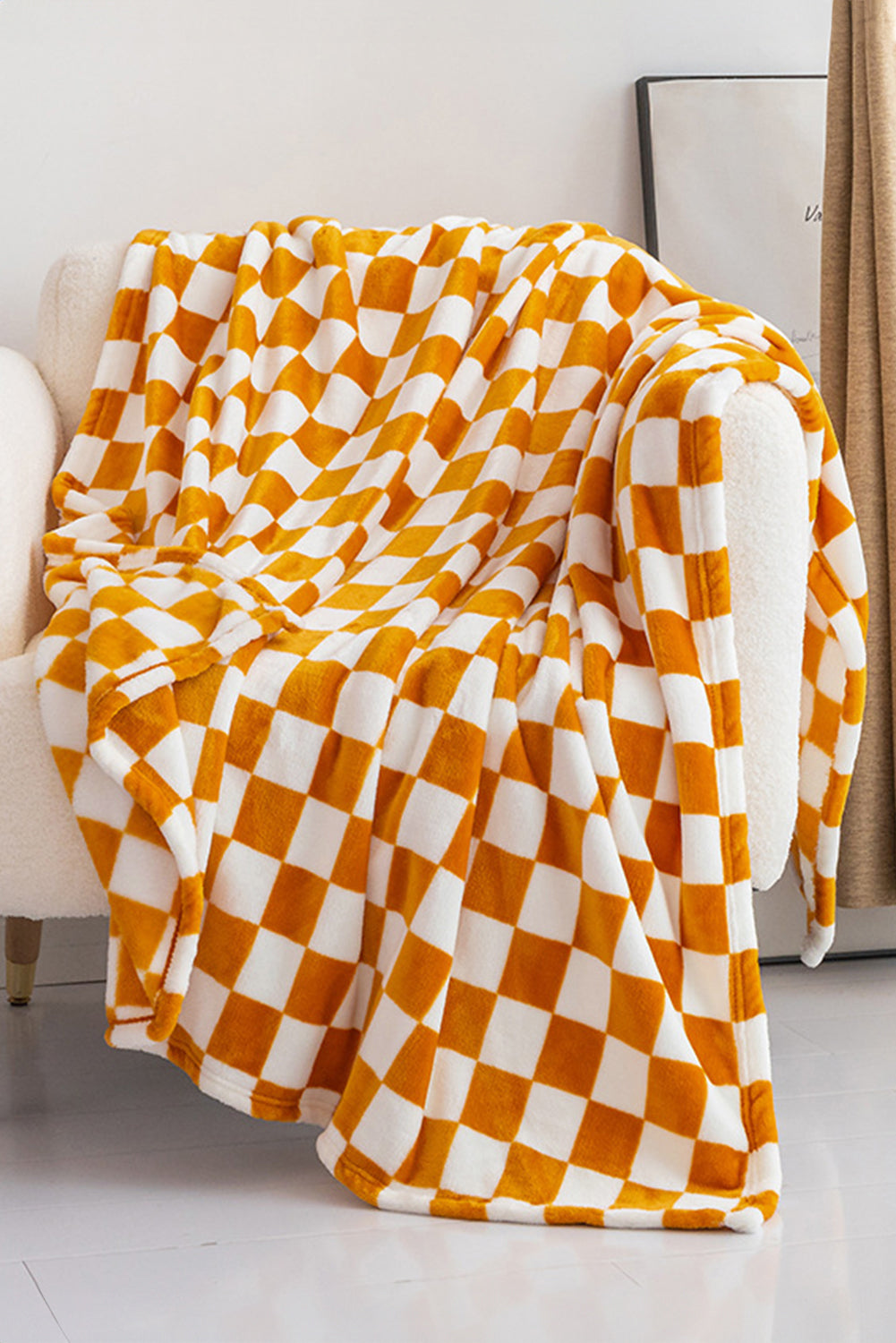 Orange Checkerboard Printed Soft Throw Blanket 120*200cm