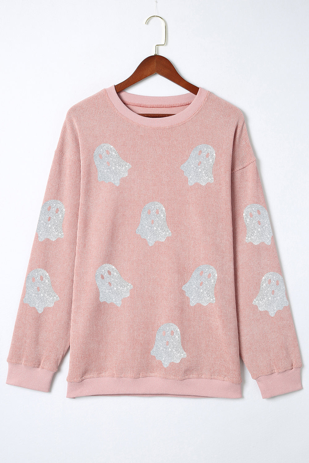 Glitter Halloween Ghost Corded Sweatshirt