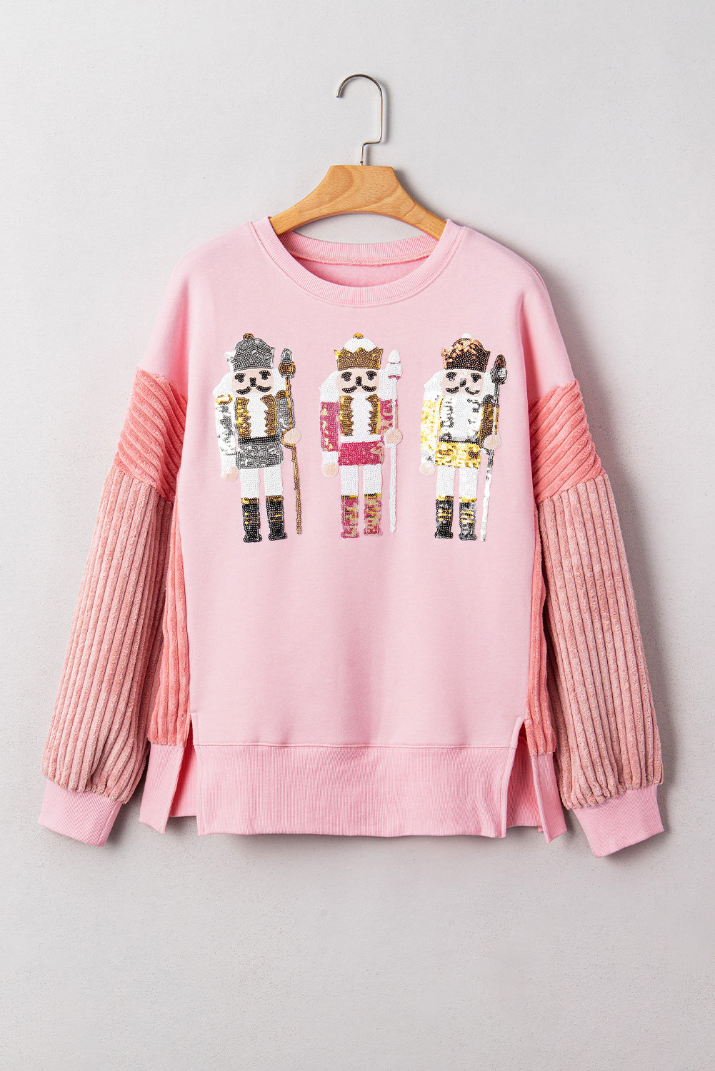 Blue Sequin Nutcracker Patchwork Sweatshirt