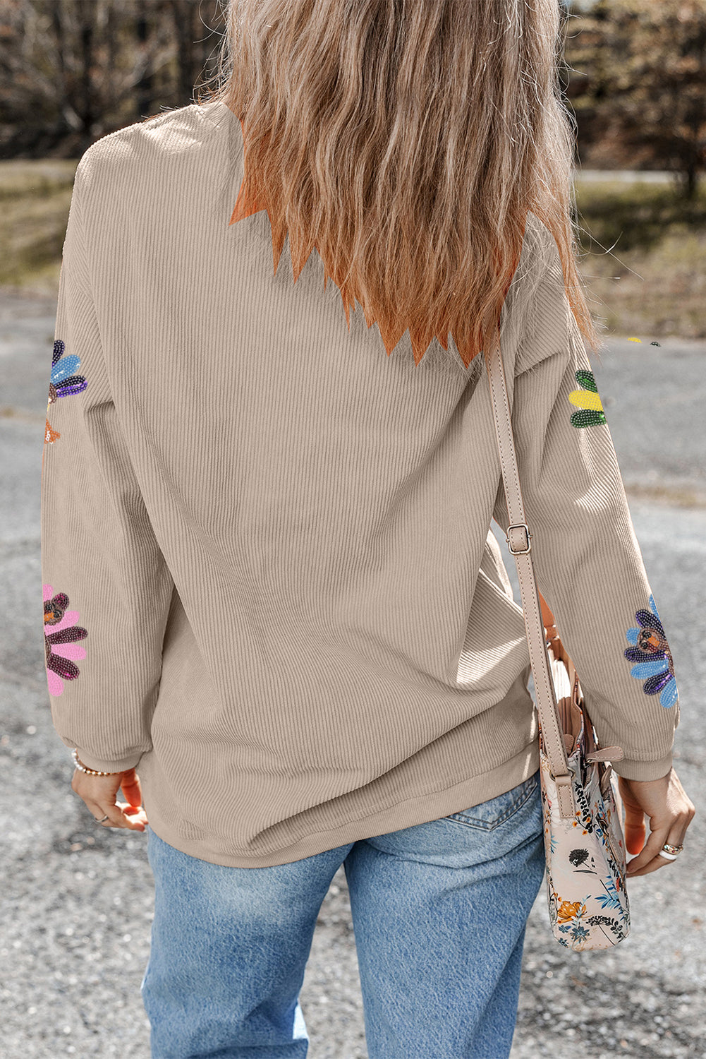 Turkey Sequin Corded Baggy Sweatshirt