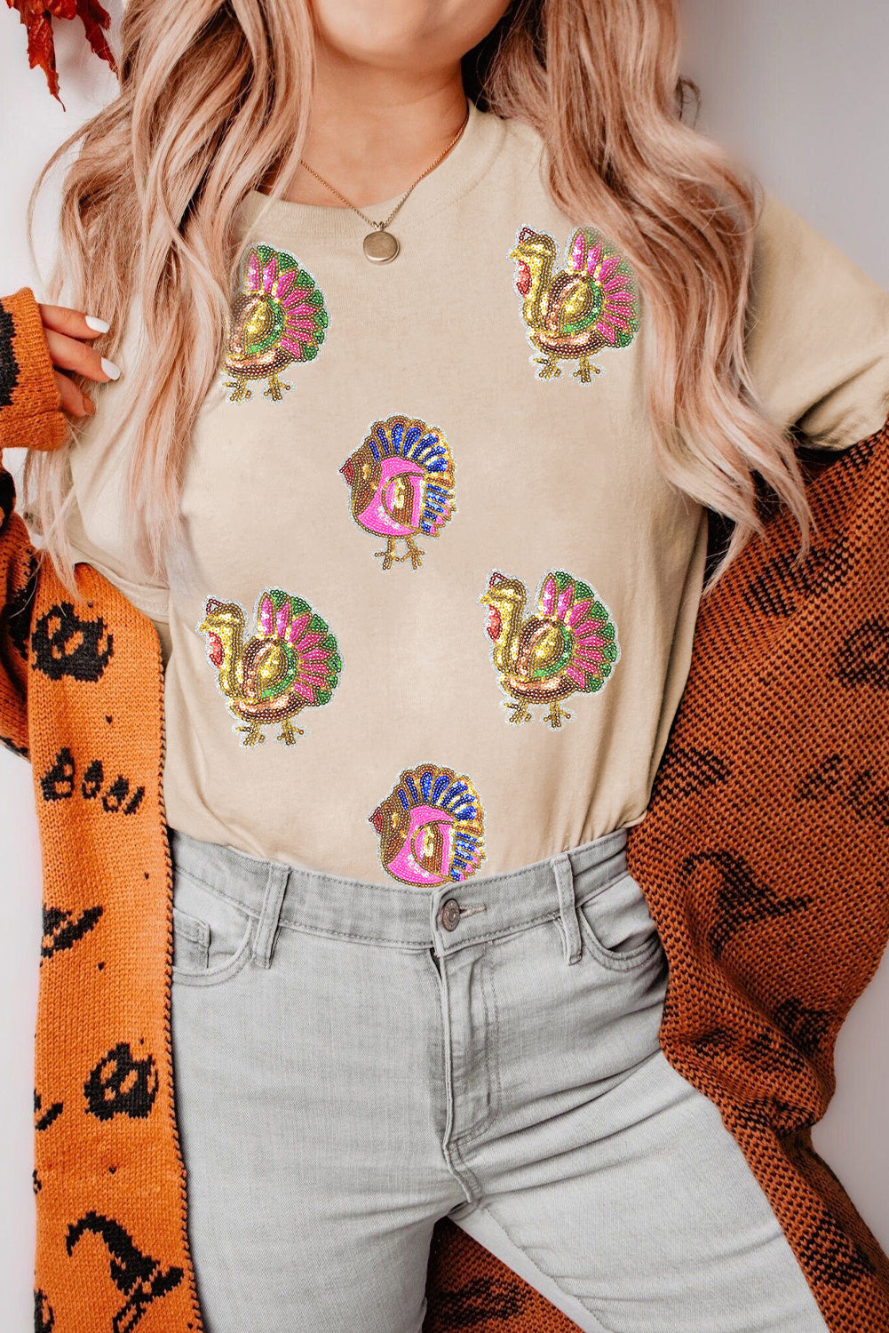 Turkey Sequins Patch Tee