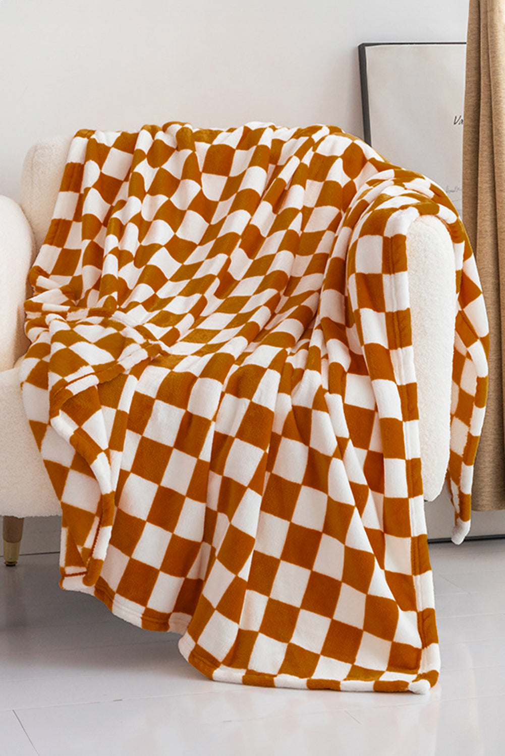 Orange Checkerboard Printed Soft Throw Blanket 120*200cm