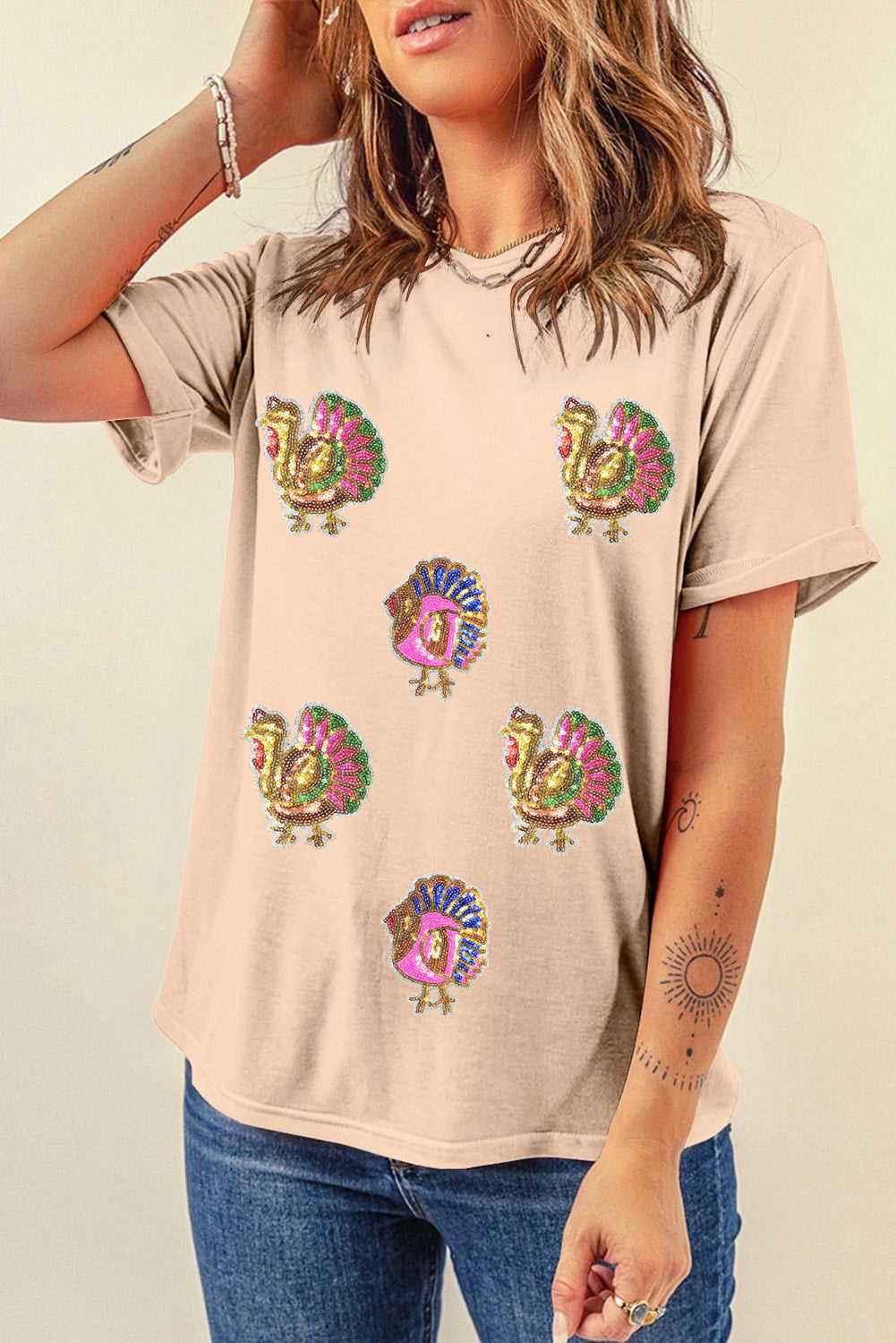 Turkey Sequins Patch Tee