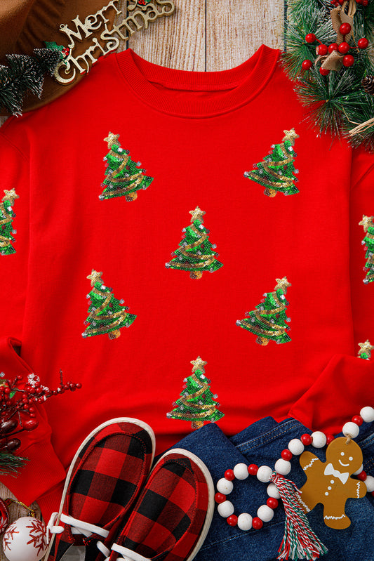 Red Sequin Christmas Tree Sweatshirt