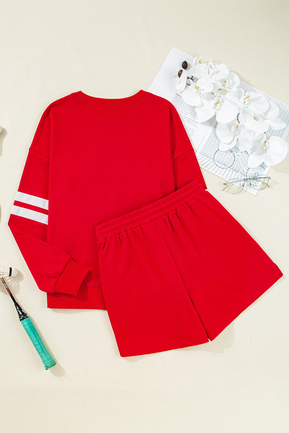 Varsity Striped Sweatshirt and Shorts Set